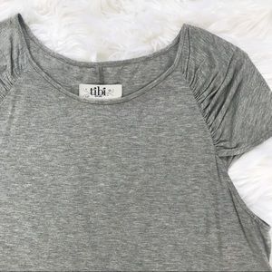 NWOT Tibi Capped Ruched Sleeve Grey Top
